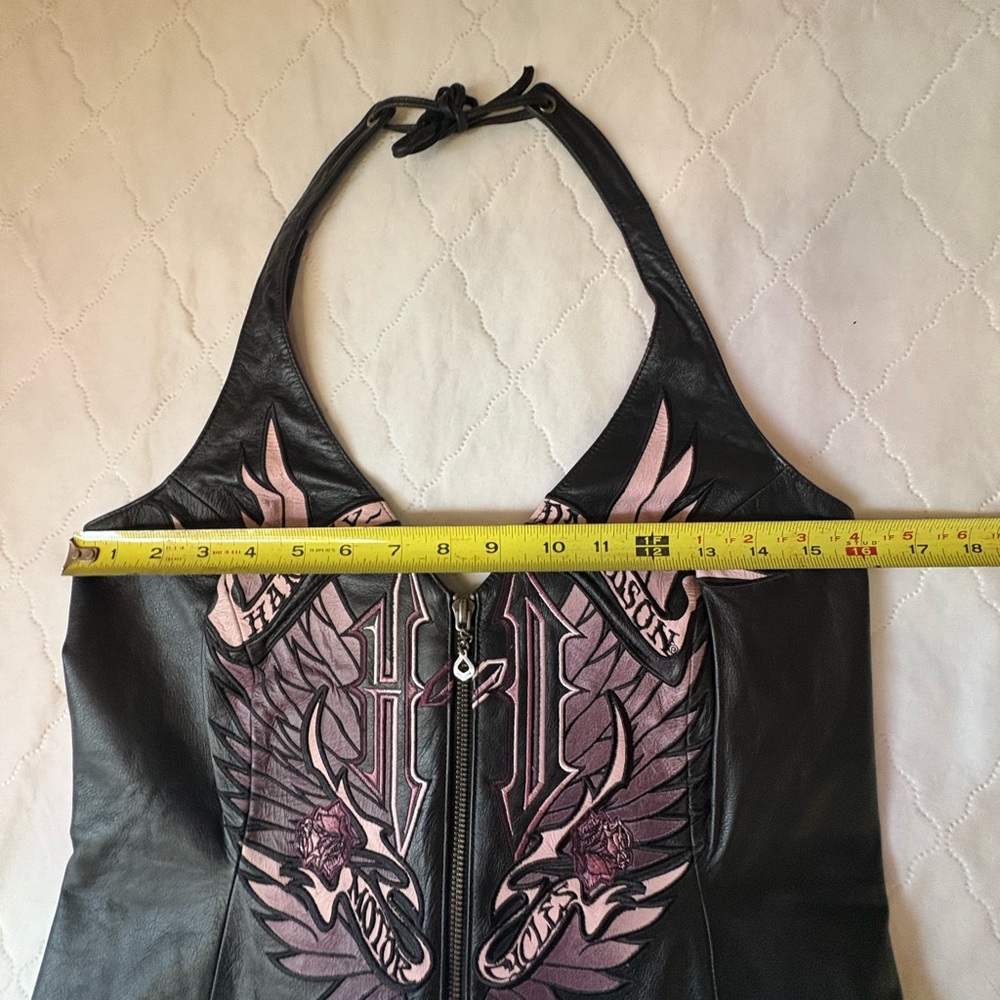Harley-Davidson Women's Black Leather Halter with Purple Graphics - Picture 5 of 5